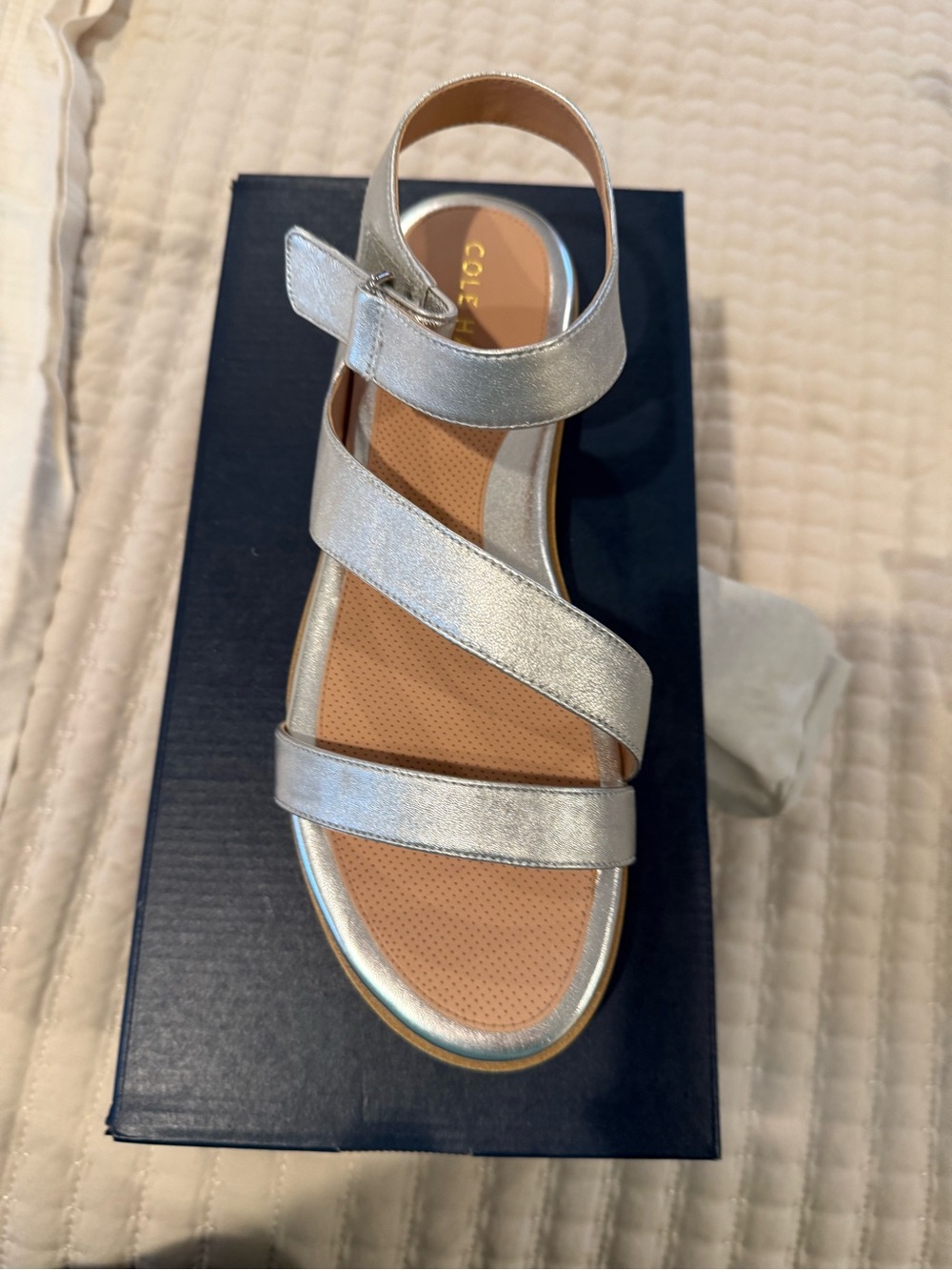 Cole Haan Metallic Silver Strappy Sandal